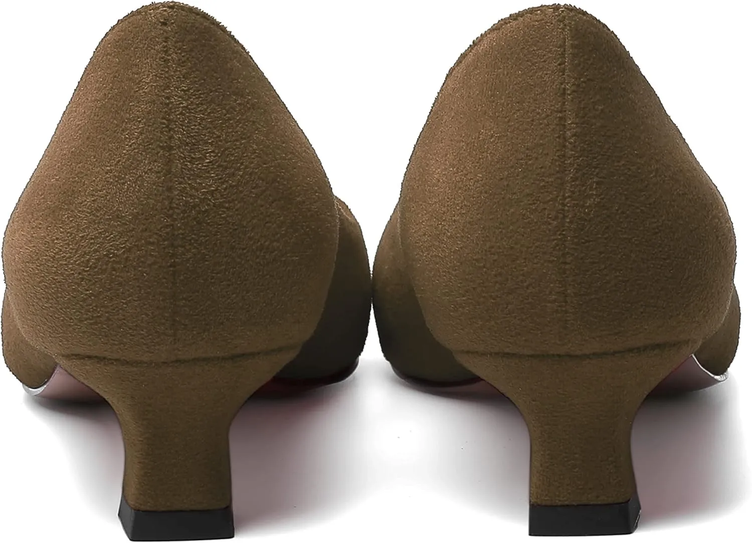 MERRORI Womens Slip On Suede Round Toe Dress Shoes Solid Casual Office Kitten Low Heel Pumps Shoes 1.5 Inch
