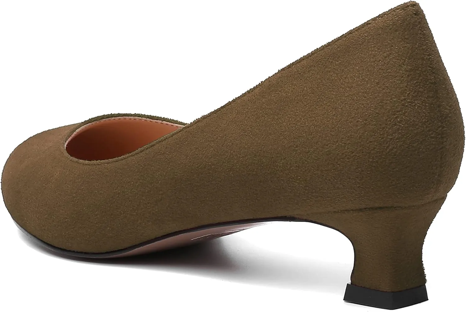 MERRORI Womens Slip On Suede Round Toe Dress Shoes Solid Casual Office Kitten Low Heel Pumps Shoes 1.5 Inch