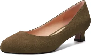 MERRORI Womens Slip On Suede Round Toe Dress Shoes Solid Casual Office Kitten Low Heel Pumps Shoes 1.5 Inch
