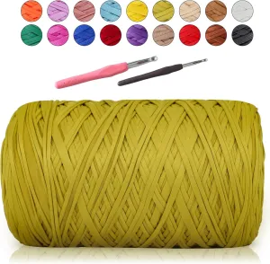 MESTOON T-Shirt Yarn Bulk for Crocheting (1000g/295YDS),Soft Elastic Tshirt Cloth for Beginner Crafts and DIY Knitting Crocheting/Bag/Basket/Coaster, Polyester Fabric Chunky Thick Yarn (1, Army Green)