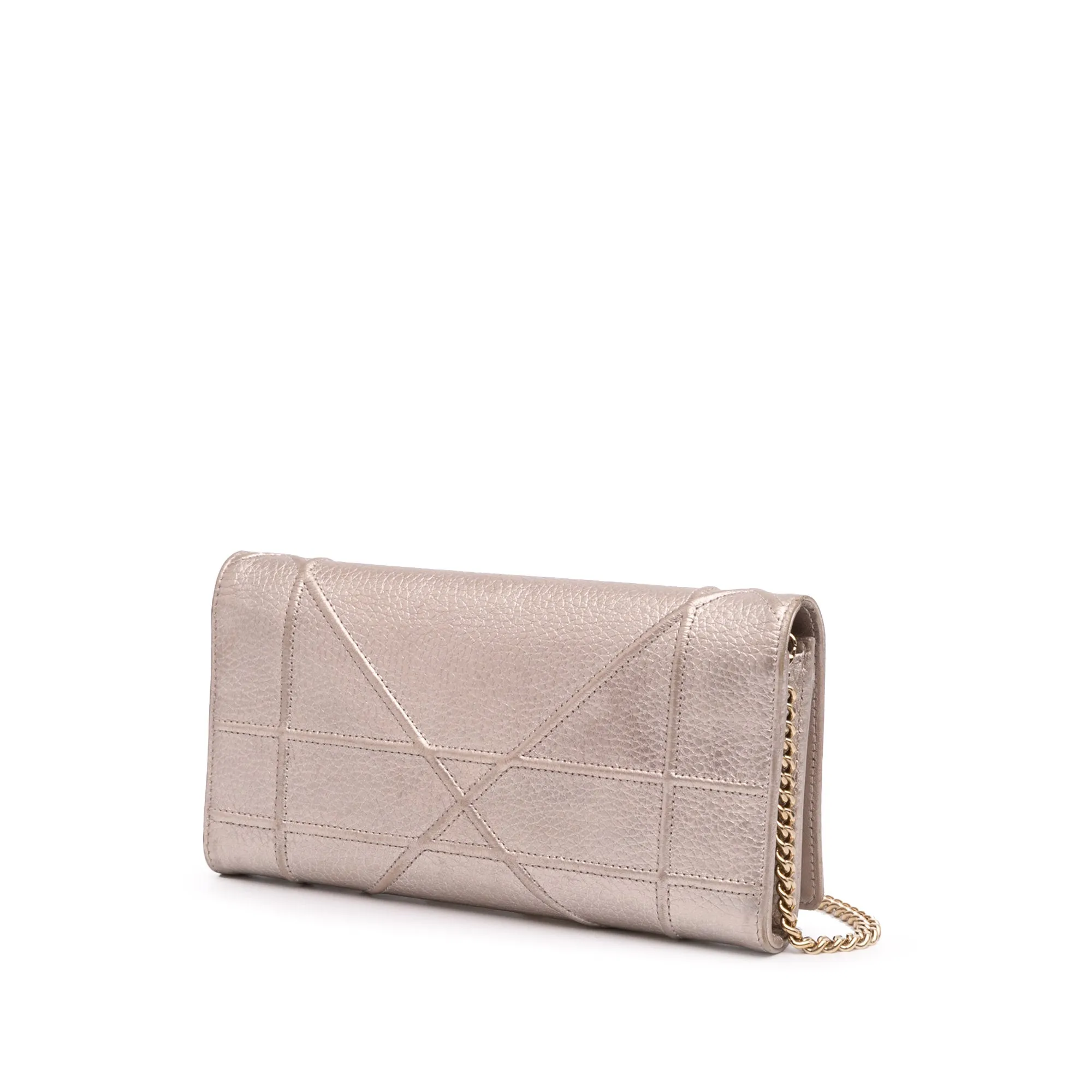 Metallic Grained Calfskin Diorama Wallet on Chain