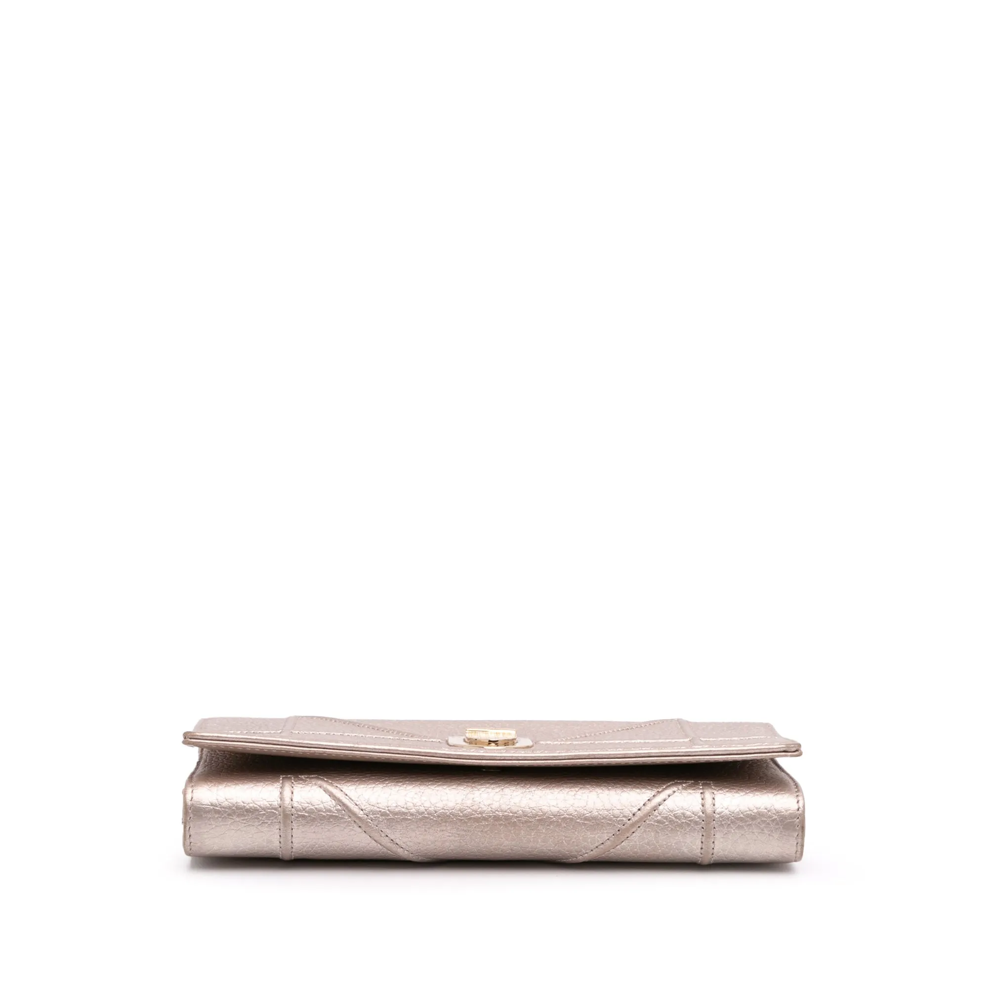 Metallic Grained Calfskin Diorama Wallet on Chain
