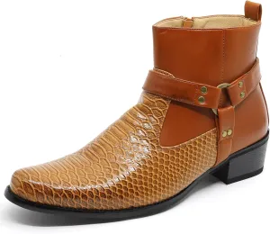 Metrocharm Diego-04 Men's Belt Buckle Chain Strap Western Cowboy Boots