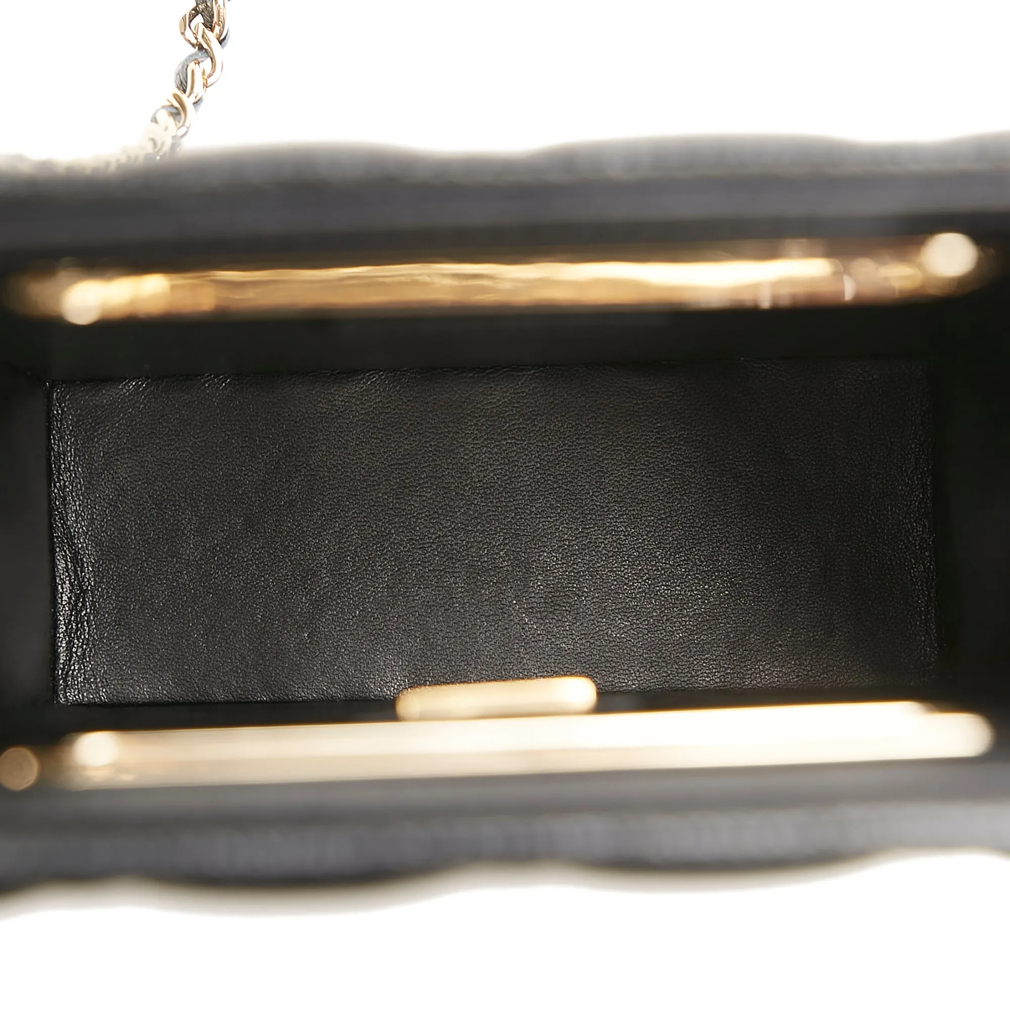 Mini Caviar Chain Around Cut Out Evening Bag