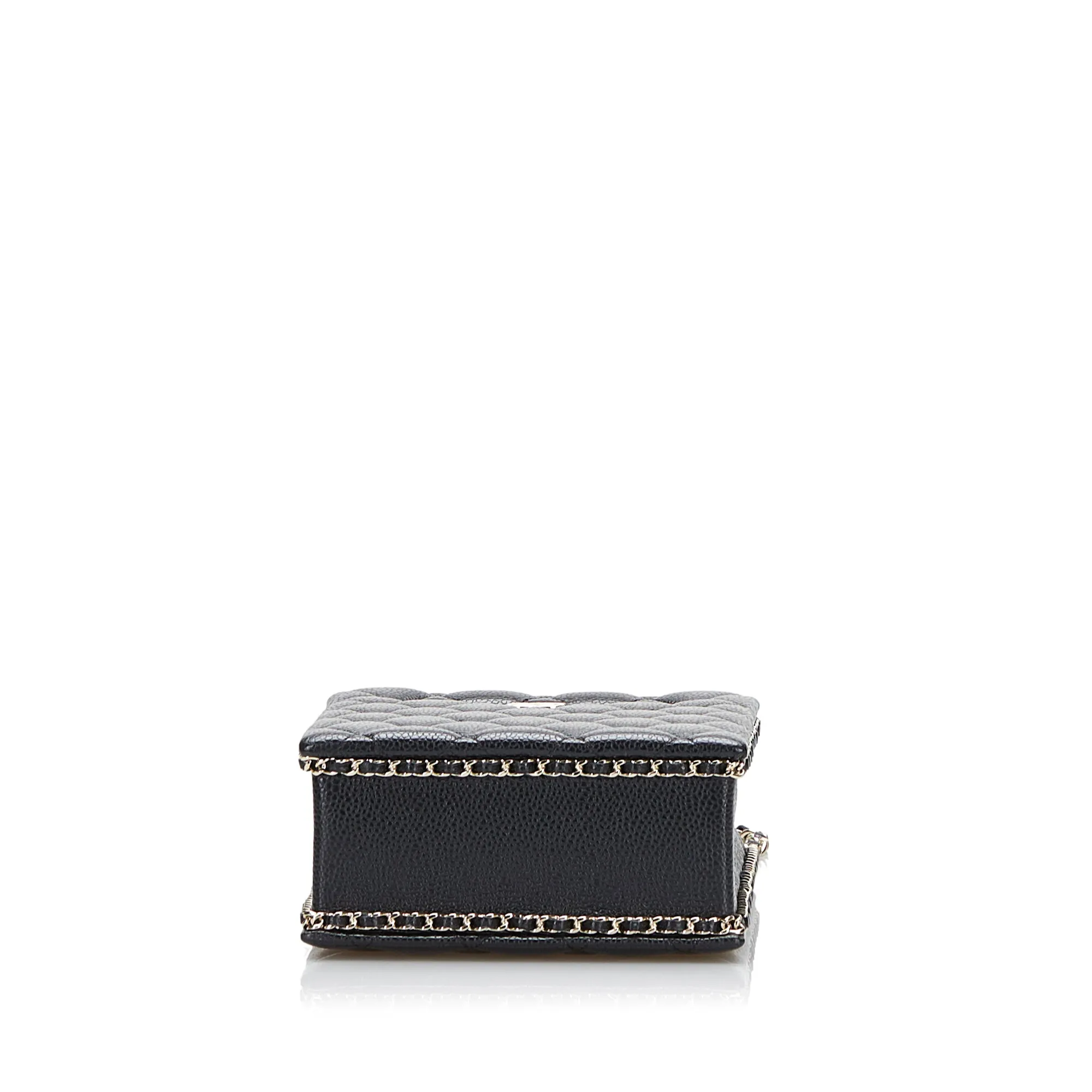 Mini Caviar Chain Around Cut Out Evening Bag