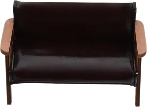 Mini Furniture Tiny Sofa Chair Decor, 1:12 Scale Dollhouse Couch, Black Leather Armchair for DIY Doll House Living Room, 4.52 X 2.63 X 2.44 Inches