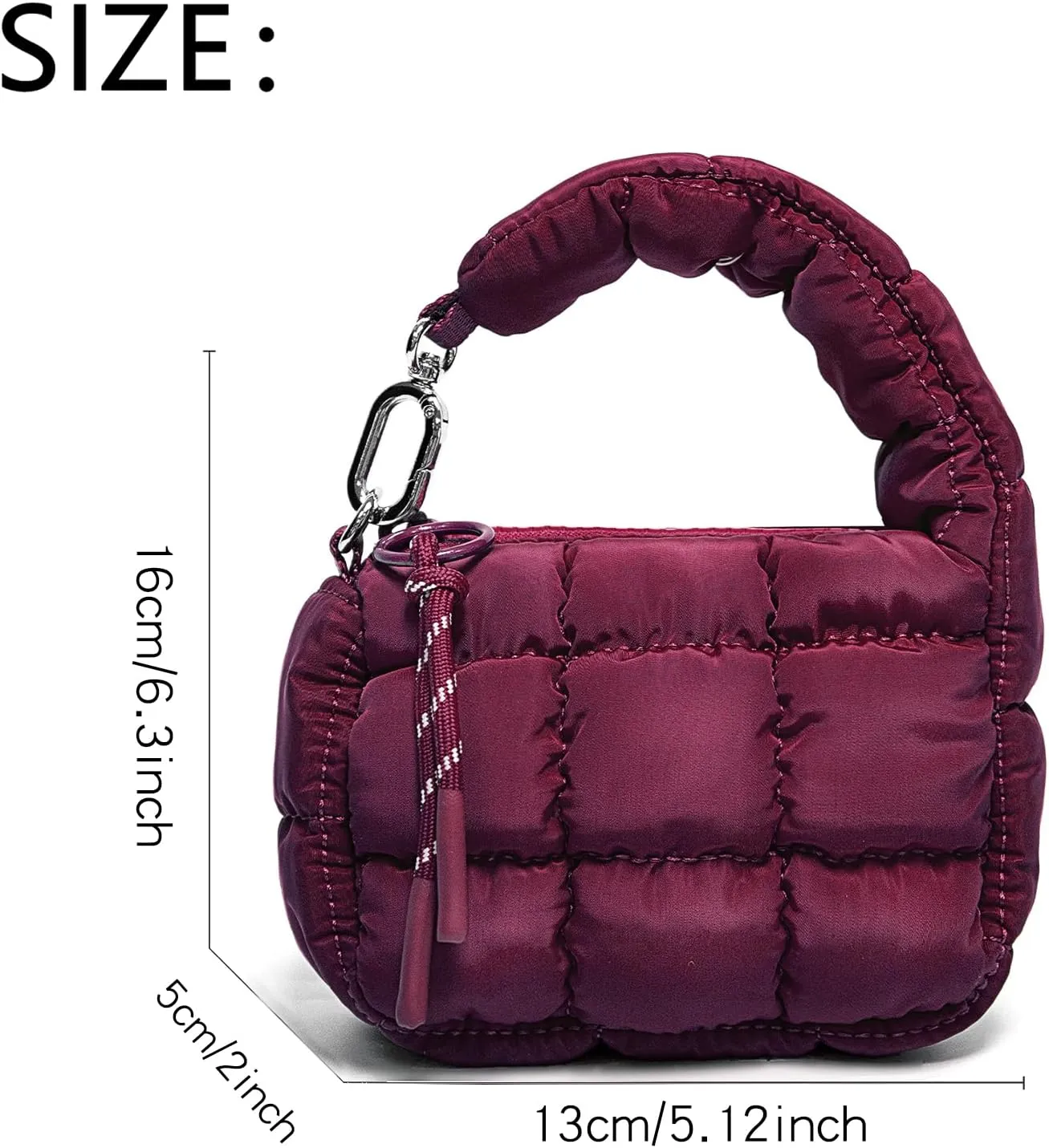 Mini Quilted Wristlet Bag for Women, Puffer Handbags,Evening Bags,Charm Lipstick Bag,Cute bag Charm for Gift