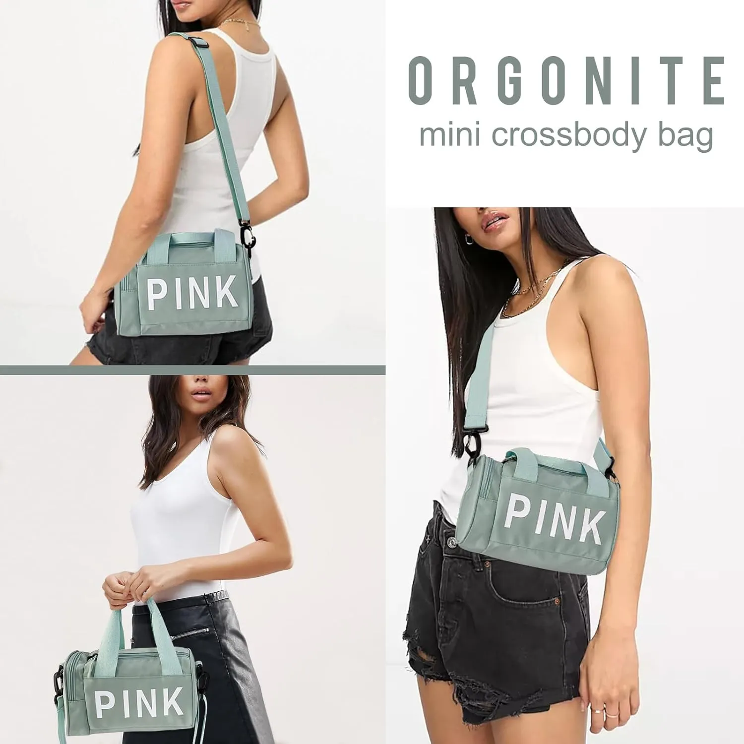 Mini Small Crossbody Bag Gym Bag for Women Men, Cute Small Duffle Bag Aesthetic Sports Handbag, Waterproof Gym Tote Bag Portable Fitness Shoulder Bag for Sports Travel (Green-a)
