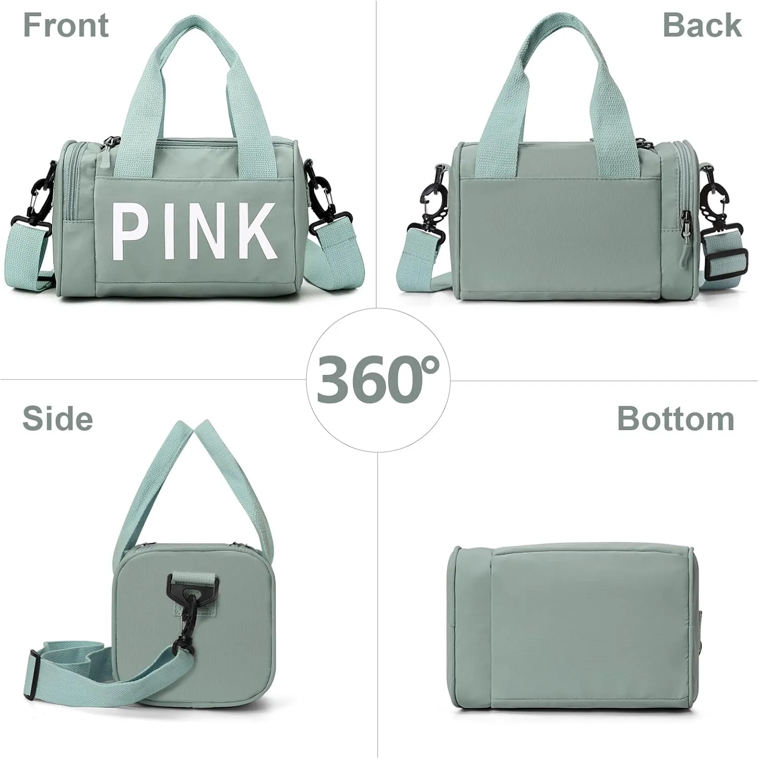 Mini Small Crossbody Bag Gym Bag for Women Men, Cute Small Duffle Bag Aesthetic Sports Handbag, Waterproof Gym Tote Bag Portable Fitness Shoulder Bag for Sports Travel (Green-a)