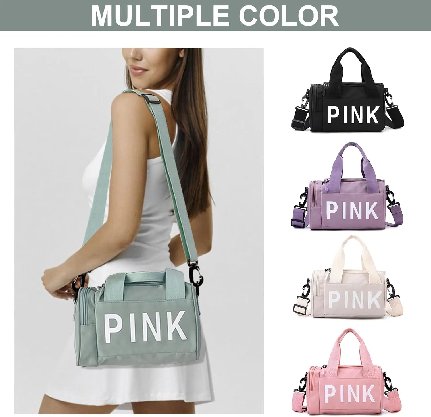 Mini Small Crossbody Bag Gym Bag for Women Men, Cute Small Duffle Bag Aesthetic Sports Handbag, Waterproof Gym Tote Bag Portable Fitness Shoulder Bag for Sports Travel (Green-a)