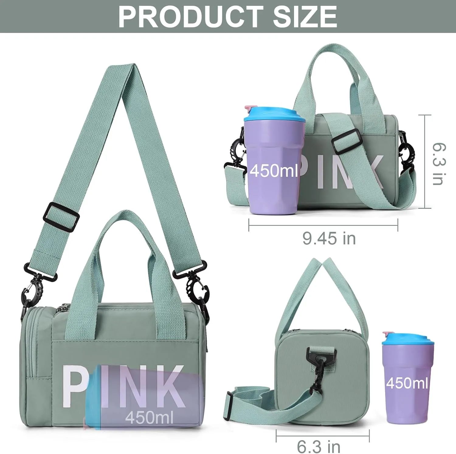 Mini Small Crossbody Bag Gym Bag for Women Men, Cute Small Duffle Bag Aesthetic Sports Handbag, Waterproof Gym Tote Bag Portable Fitness Shoulder Bag for Sports Travel (Green-a)