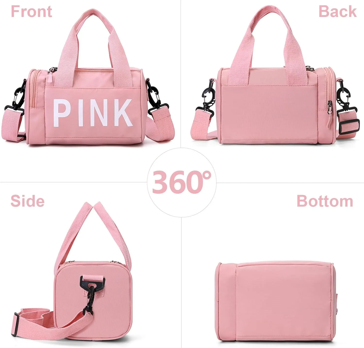 Mini Small Crossbody Bag Gym Bag for Women Men, Cute Small Duffle Bag Aesthetic Sports Handbag, Waterproof Gym Tote Bag Portable Fitness Shoulder Bag for Sports Travel (Pink-a)