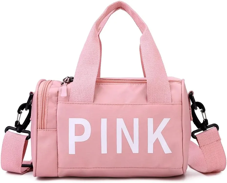 Mini Small Crossbody Bag Gym Bag for Women Men, Cute Small Duffle Bag Aesthetic Sports Handbag, Waterproof Gym Tote Bag Portable Fitness Shoulder Bag for Sports Travel (Pink-a)