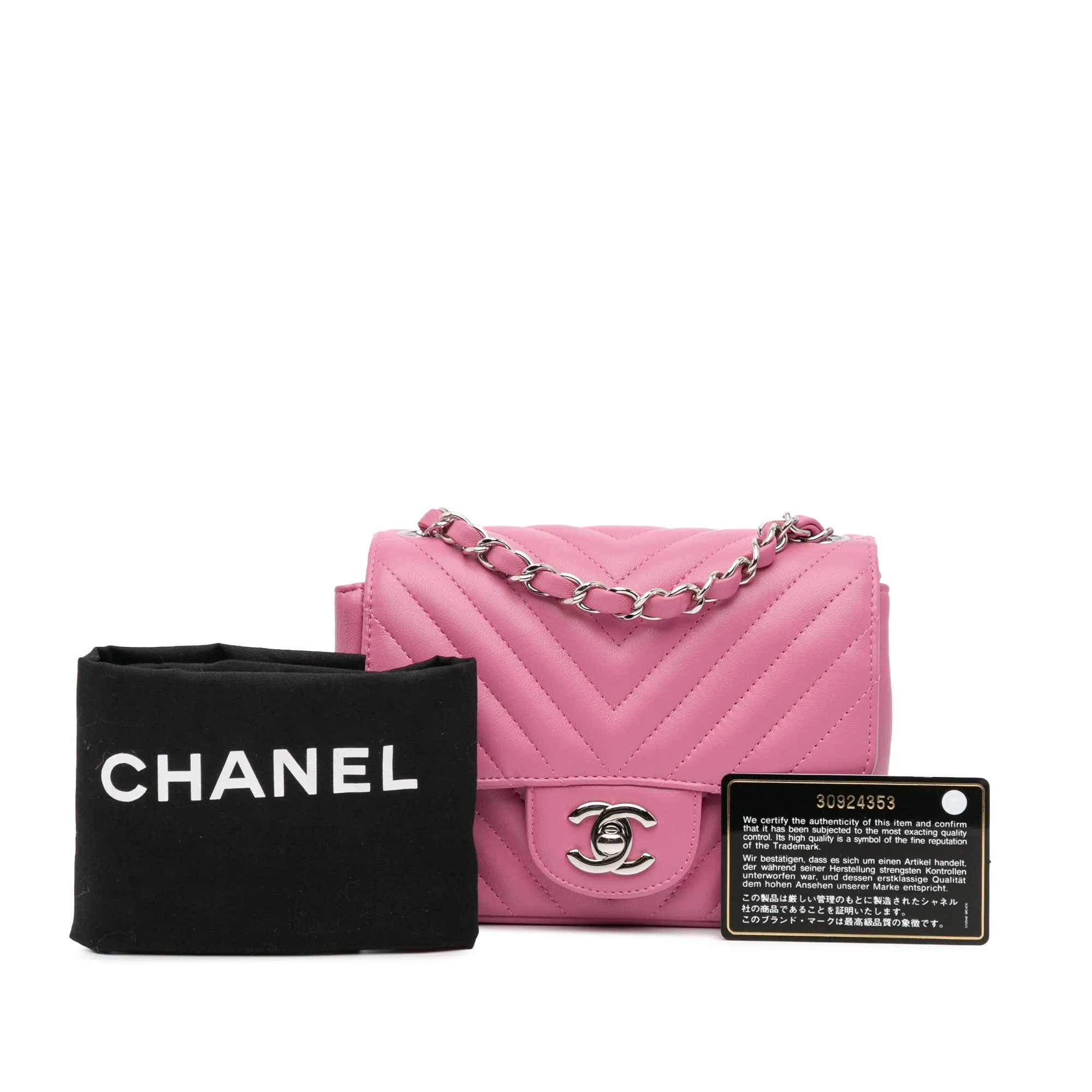 Mini Square Classic Chevron Lambskin Single Flap