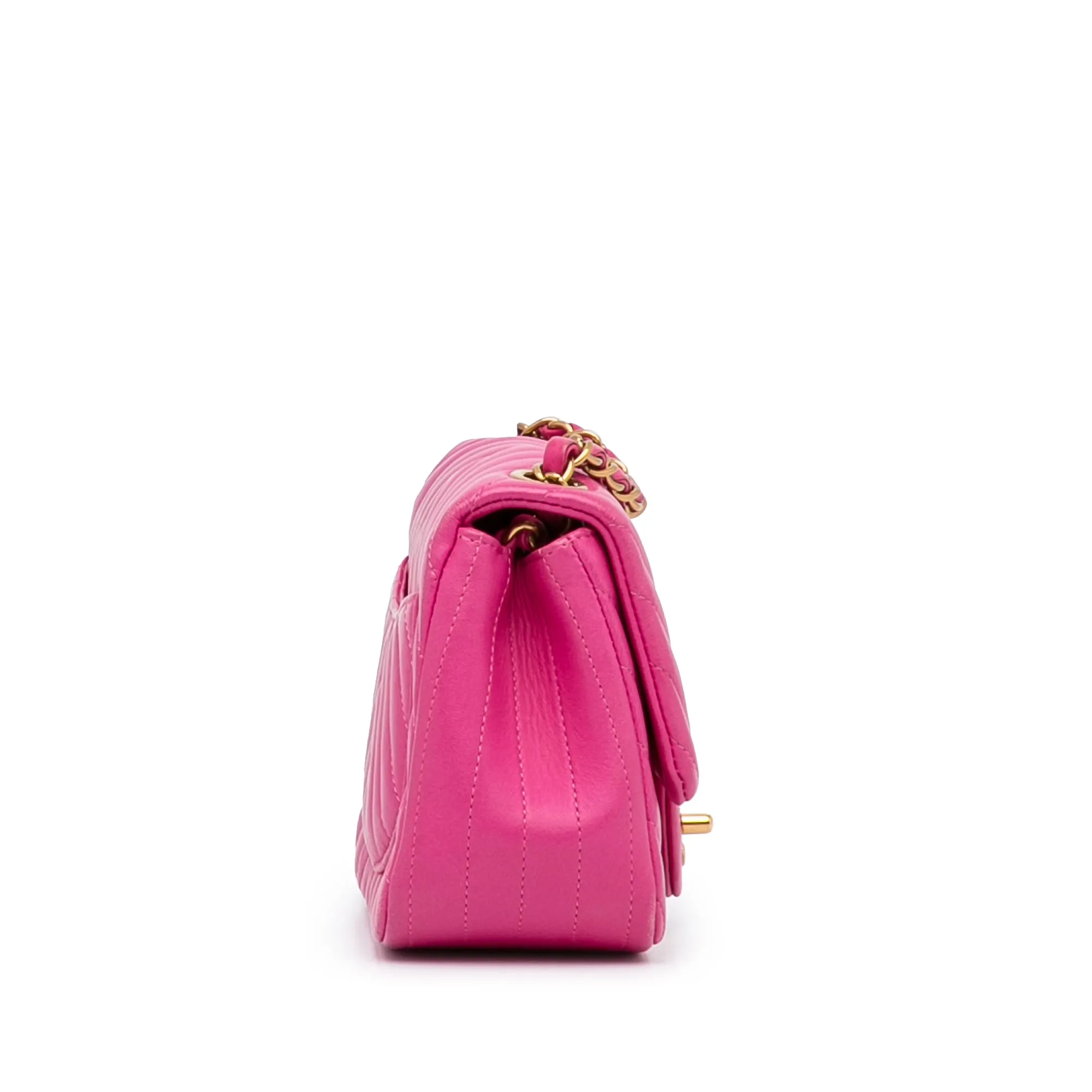 Mini Square Classic Chevron Lambskin Single Flap