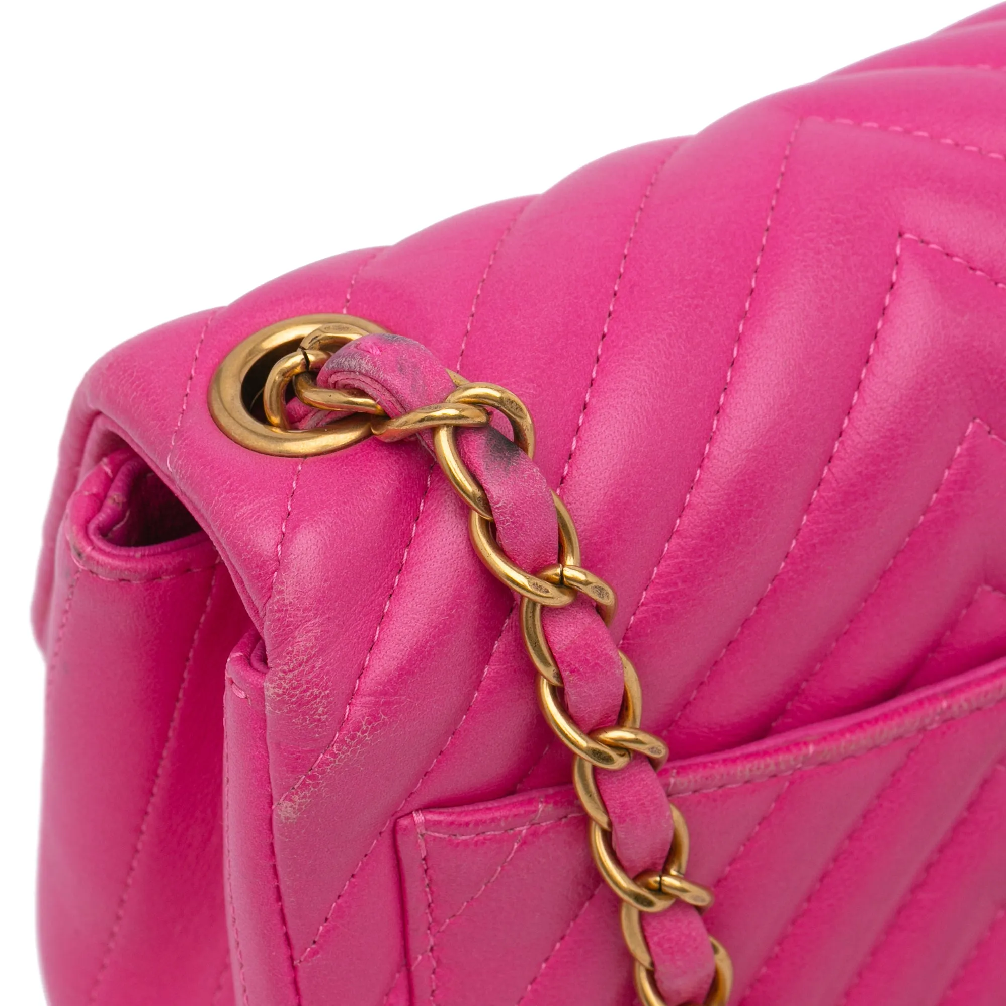 Mini Square Classic Chevron Lambskin Single Flap
