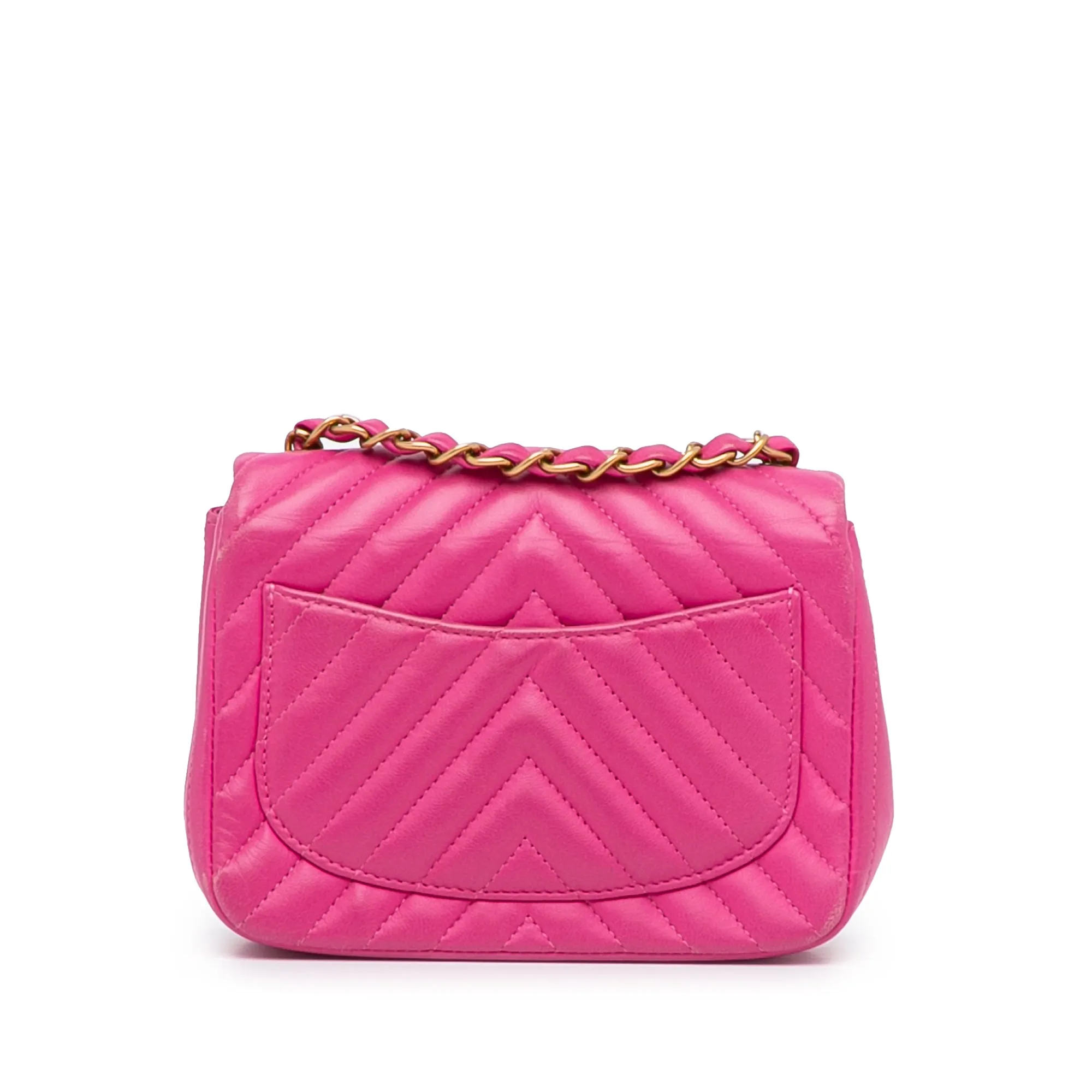 Mini Square Classic Chevron Lambskin Single Flap