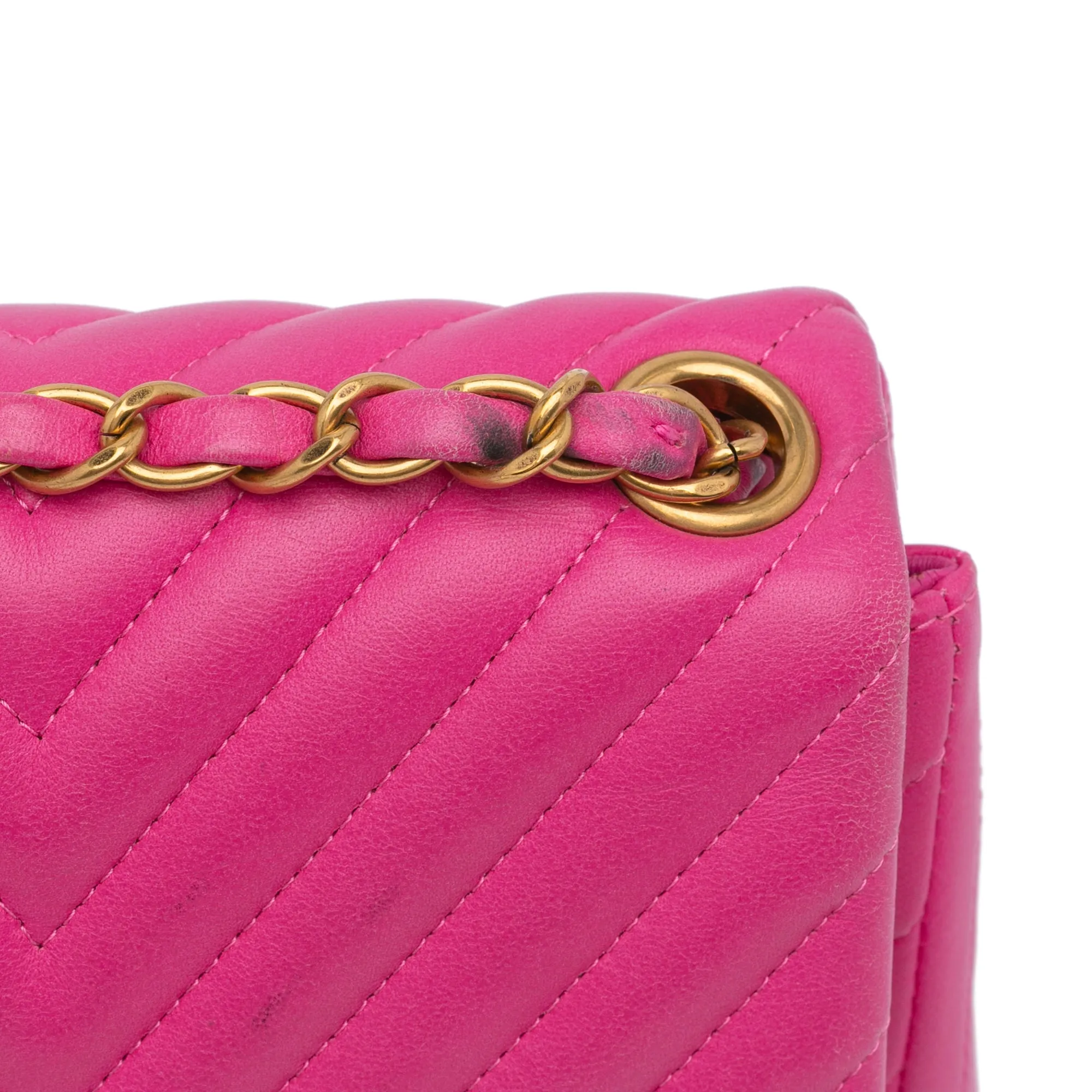 Mini Square Classic Chevron Lambskin Single Flap