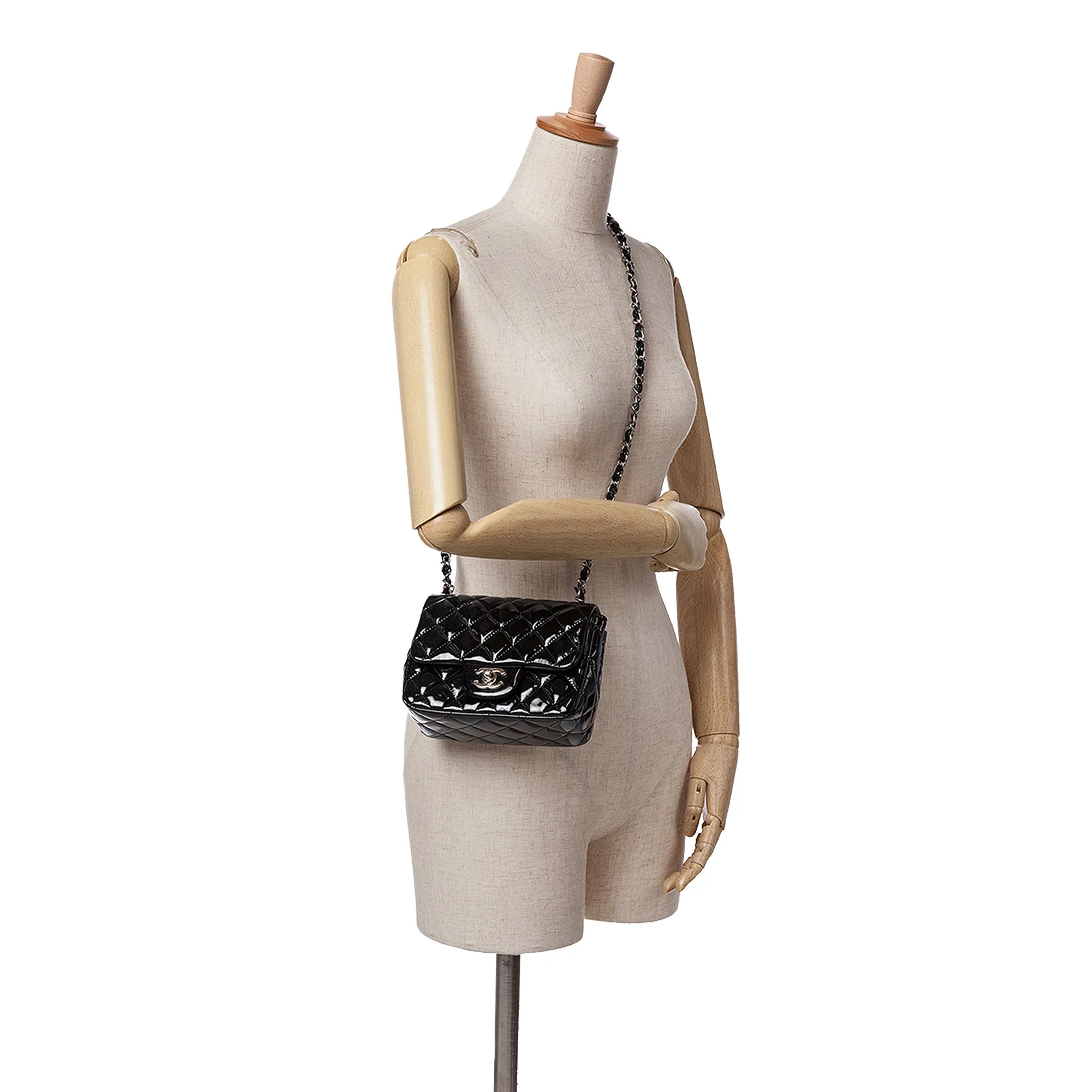 Mini Square Classic Patent Single Flap