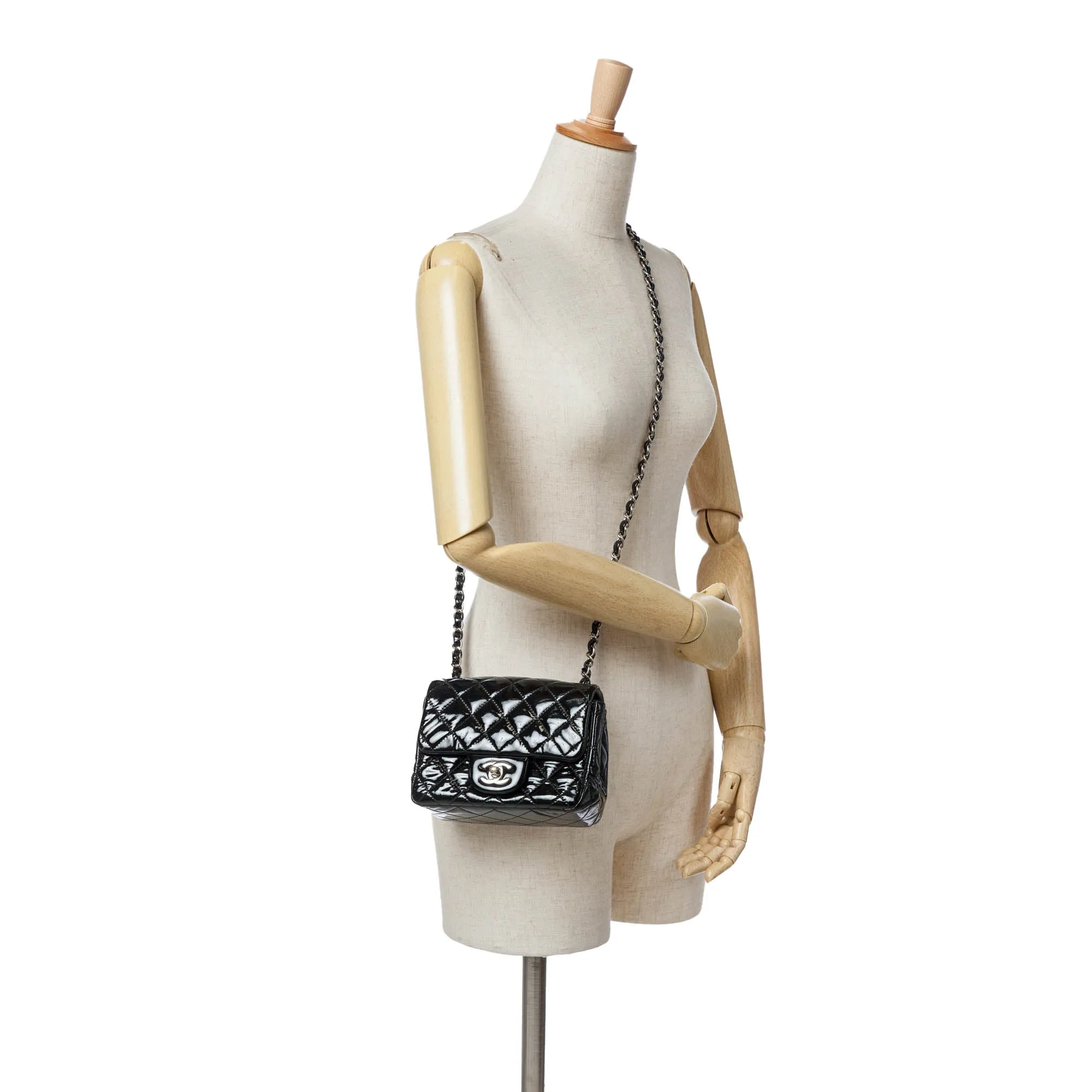 Mini Square Classic Patent Single Flap