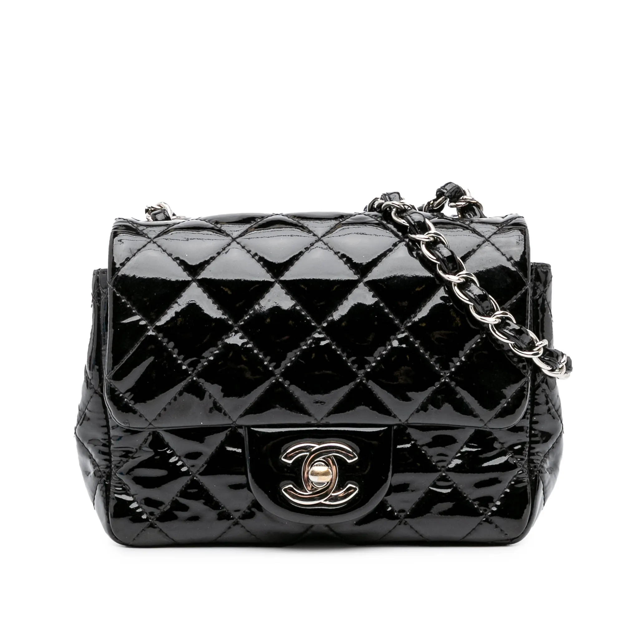 Mini Square Classic Patent Single Flap