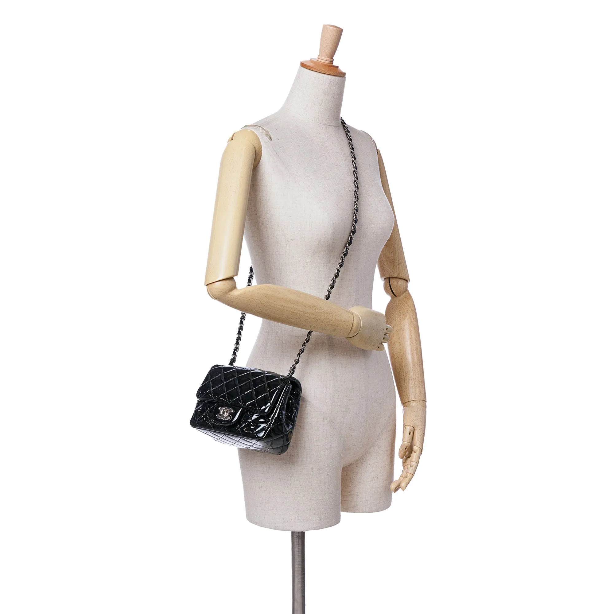 Mini Square Classic Patent Single Flap