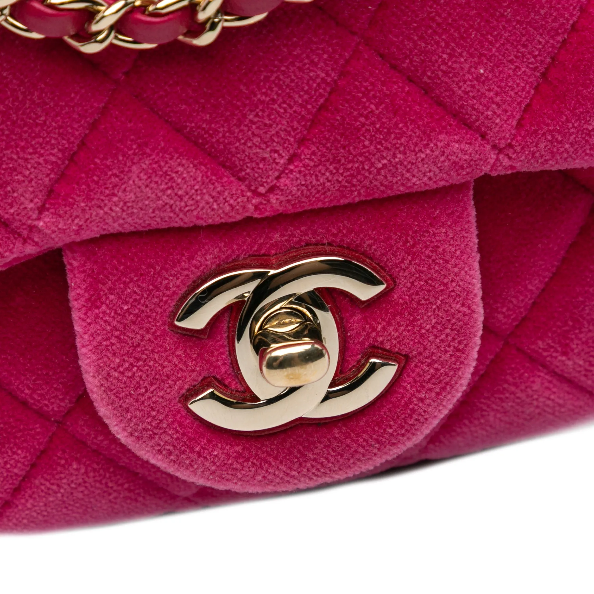 Mini Square Classic Velvet Pearl Crush Single Flap