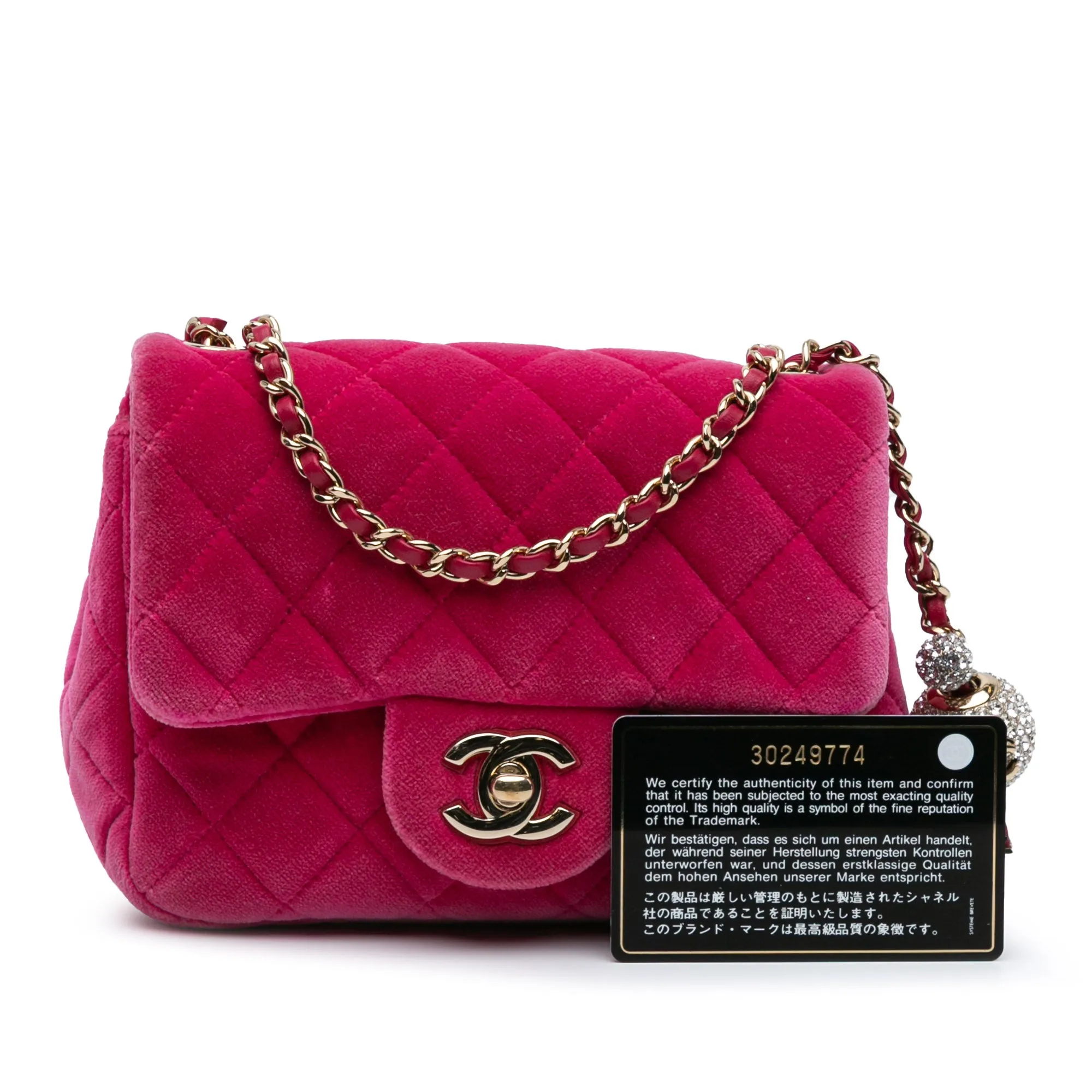 Mini Square Classic Velvet Pearl Crush Single Flap