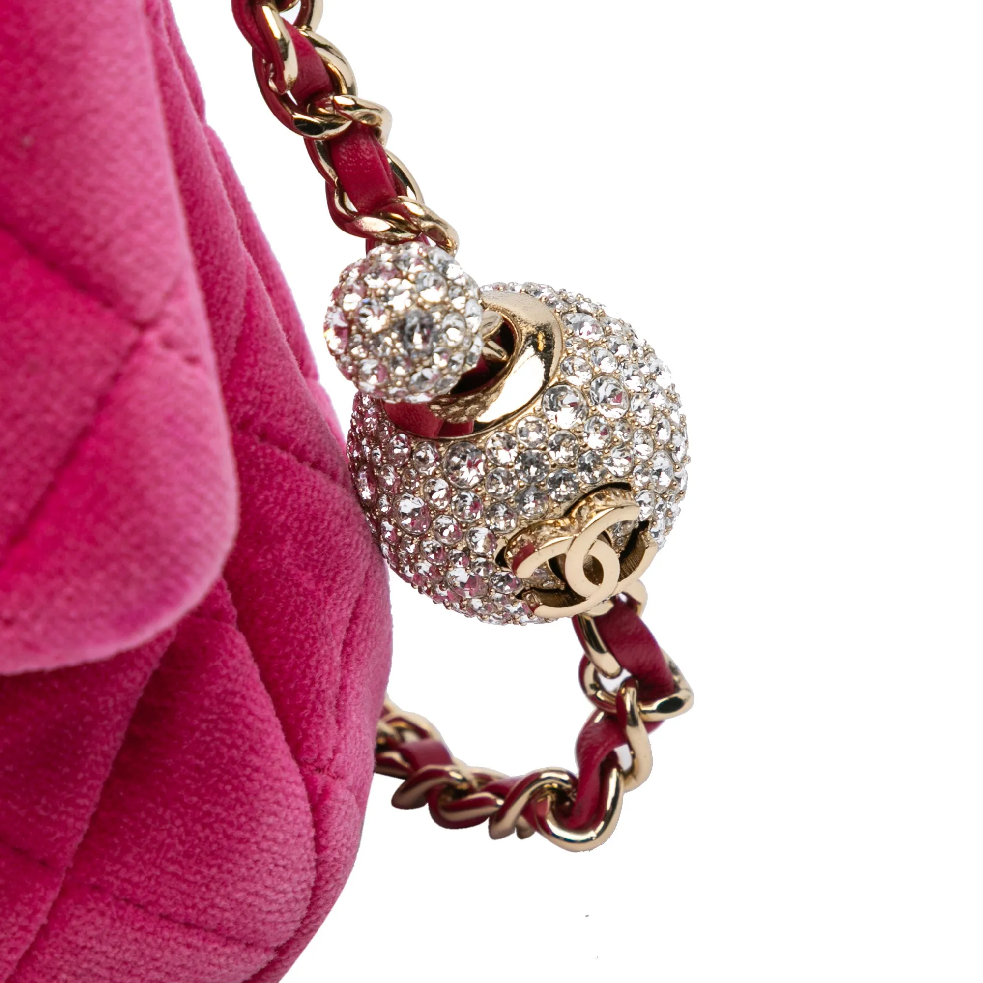 Mini Square Classic Velvet Pearl Crush Single Flap