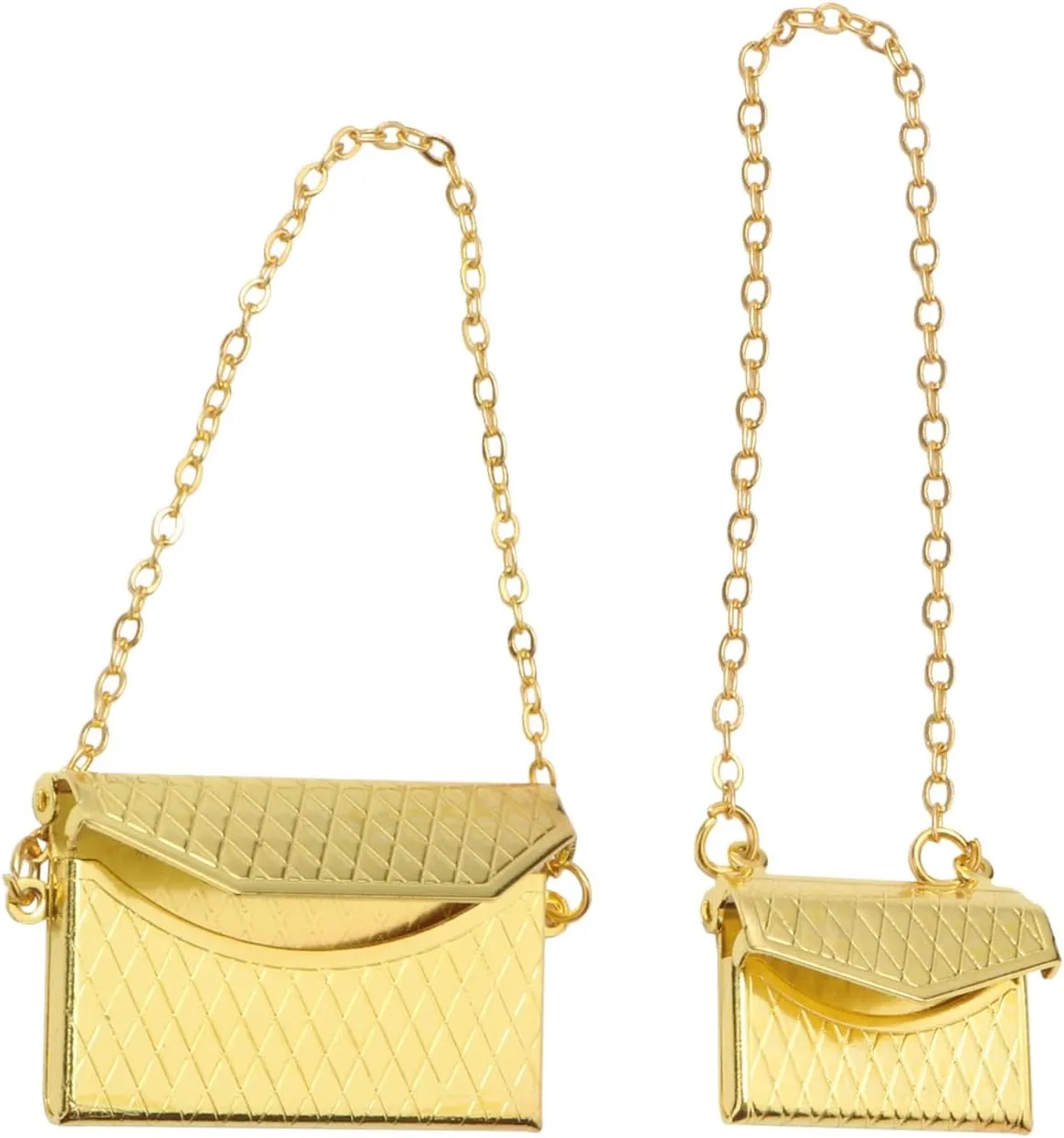 Miniature Handbag 1/12 Scale Purse Fashion Scene Decor S L Size Dollhouse Accessories Models DIY Gift Mini Scene Decoration Ornaments (Gold)