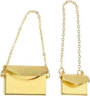 Miniature Handbag 1/12 Scale Purse Fashion Scene Decor S L Size Dollhouse Accessories Models DIY Gift Mini Scene Decoration Ornaments (Gold)