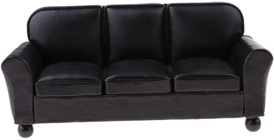Miniature Three Seats Couch Armchair Dollhouses Furniture for 1/12 Scale Great for Decorating Toy Living Room and Bedroo