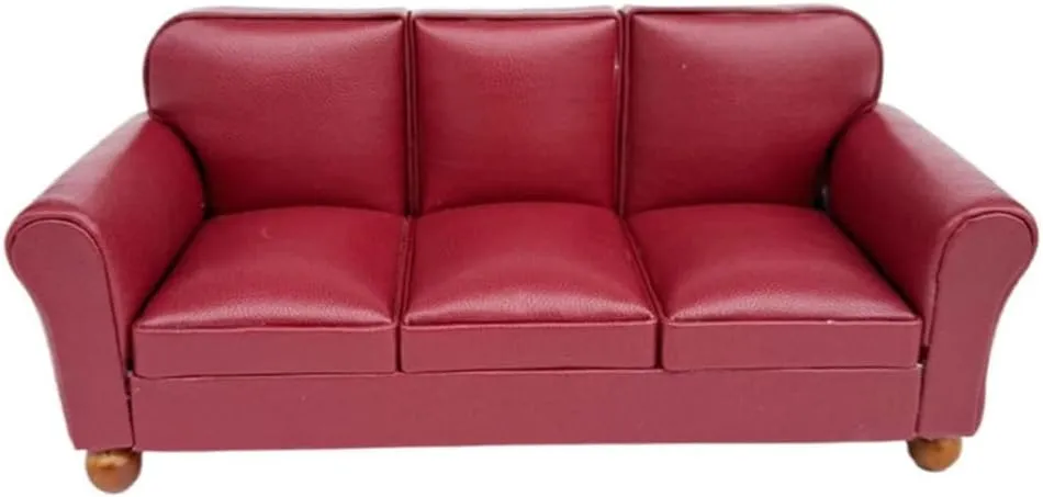 Miniature Three Seats Couch Armchair Dollhouses Furniture for 1/12 Scale Great for Decorating Toy Living Room and Bedroo
