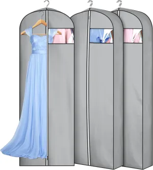 MISSLO 4" Gusseted Garment Bags for Hanging Clothes 65" Dress Bags for Gowns Long Waterproof Dress Cover for Closet Hanging Clothes Storage Bag, 3 Packs