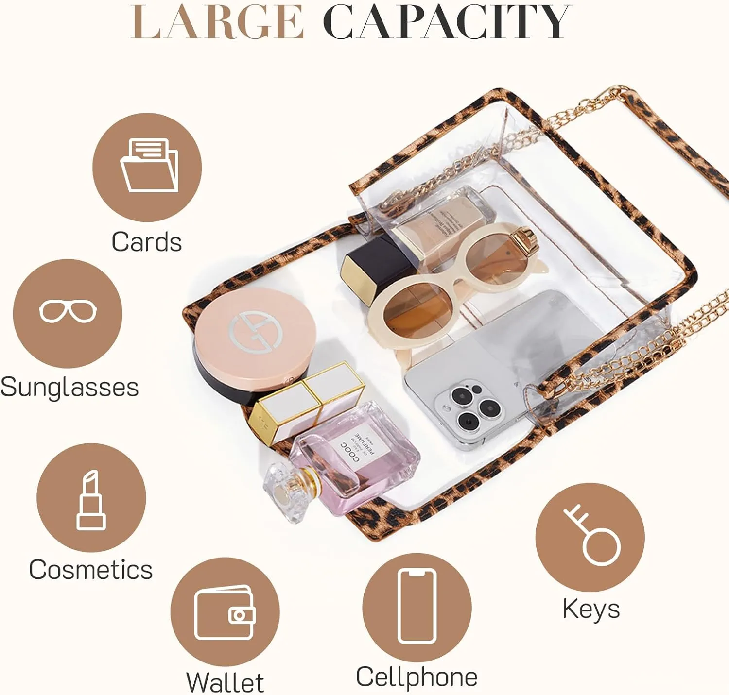 Missnine Clear Bag for Stadium Events Clear Crossbody Purse Stadium Approved Women Transparent Shoulder Bag for Concerts
