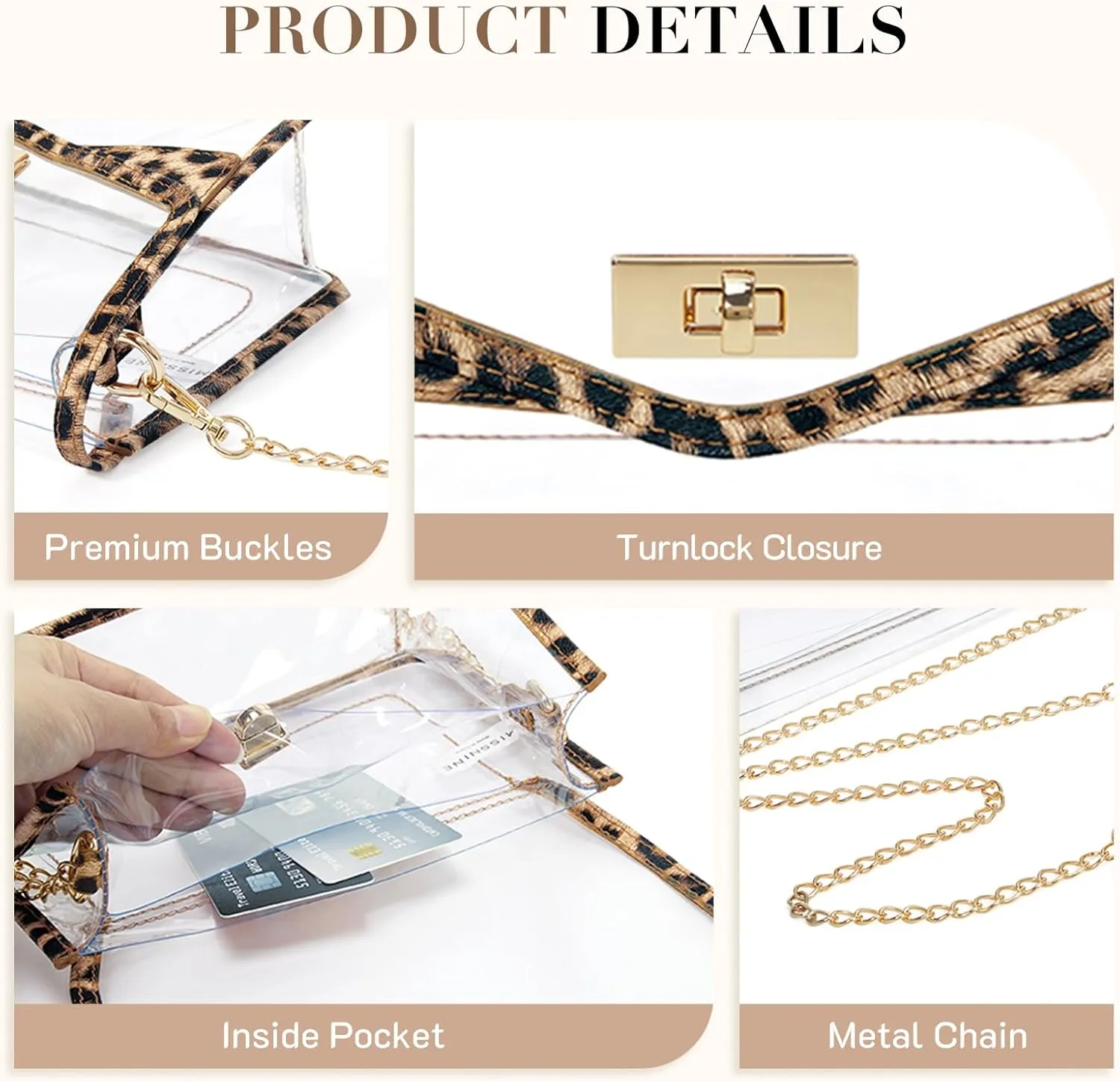 Missnine Clear Bag for Stadium Events Clear Crossbody Purse Stadium Approved Women Transparent Shoulder Bag for Concerts