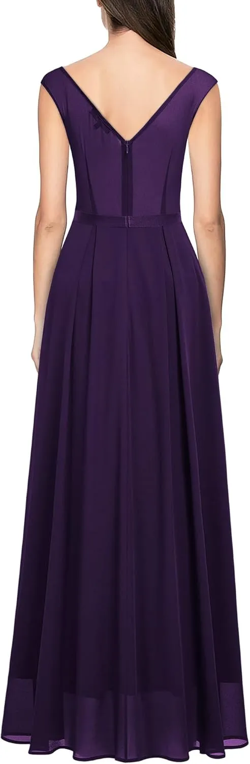 Miusol Women's Classy Deep V Neck Formal Evening Party Maxi Dress