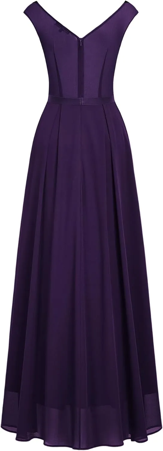 Miusol Women's Classy Deep V Neck Formal Evening Party Maxi Dress