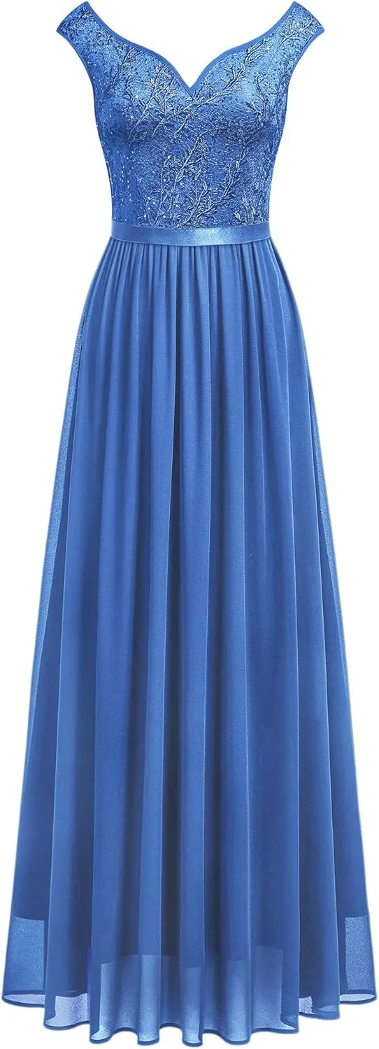 Miusol Women's Classy Deep V Neck Formal Evening Party Maxi Dress