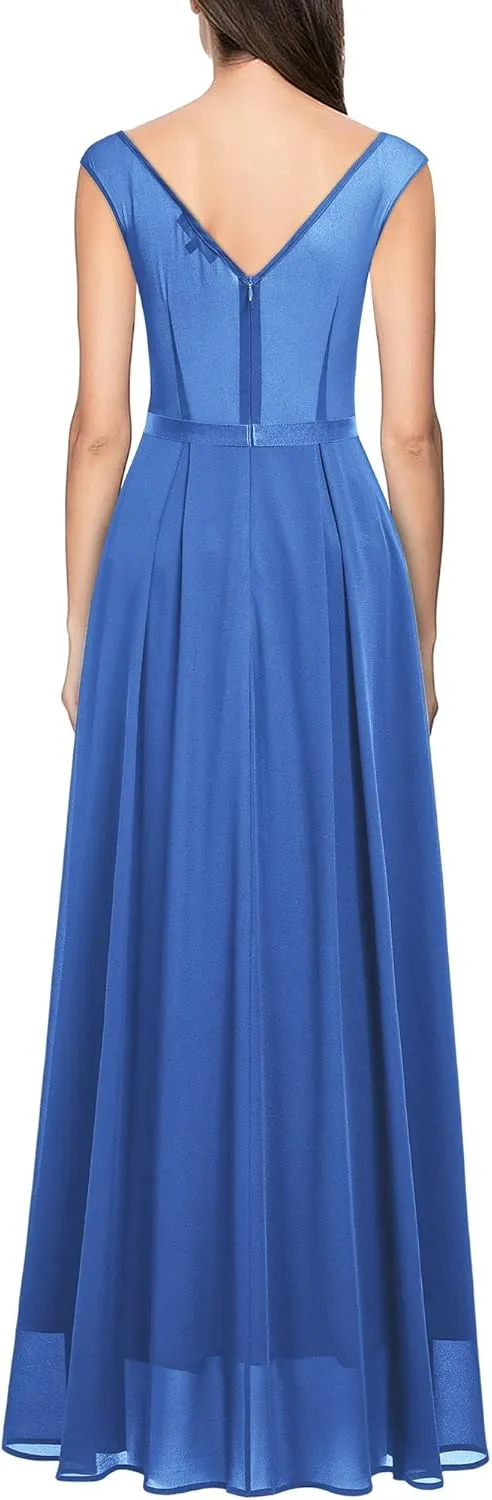 Miusol Women's Classy Deep V Neck Formal Evening Party Maxi Dress