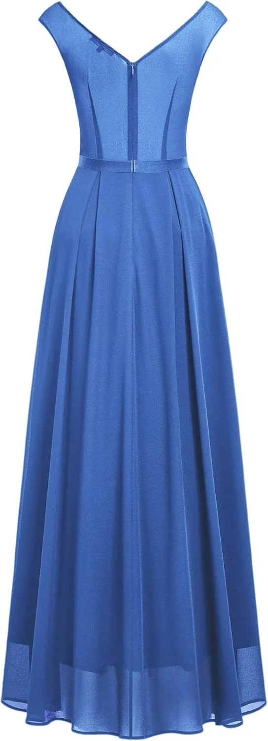 Miusol Women's Classy Deep V Neck Formal Evening Party Maxi Dress
