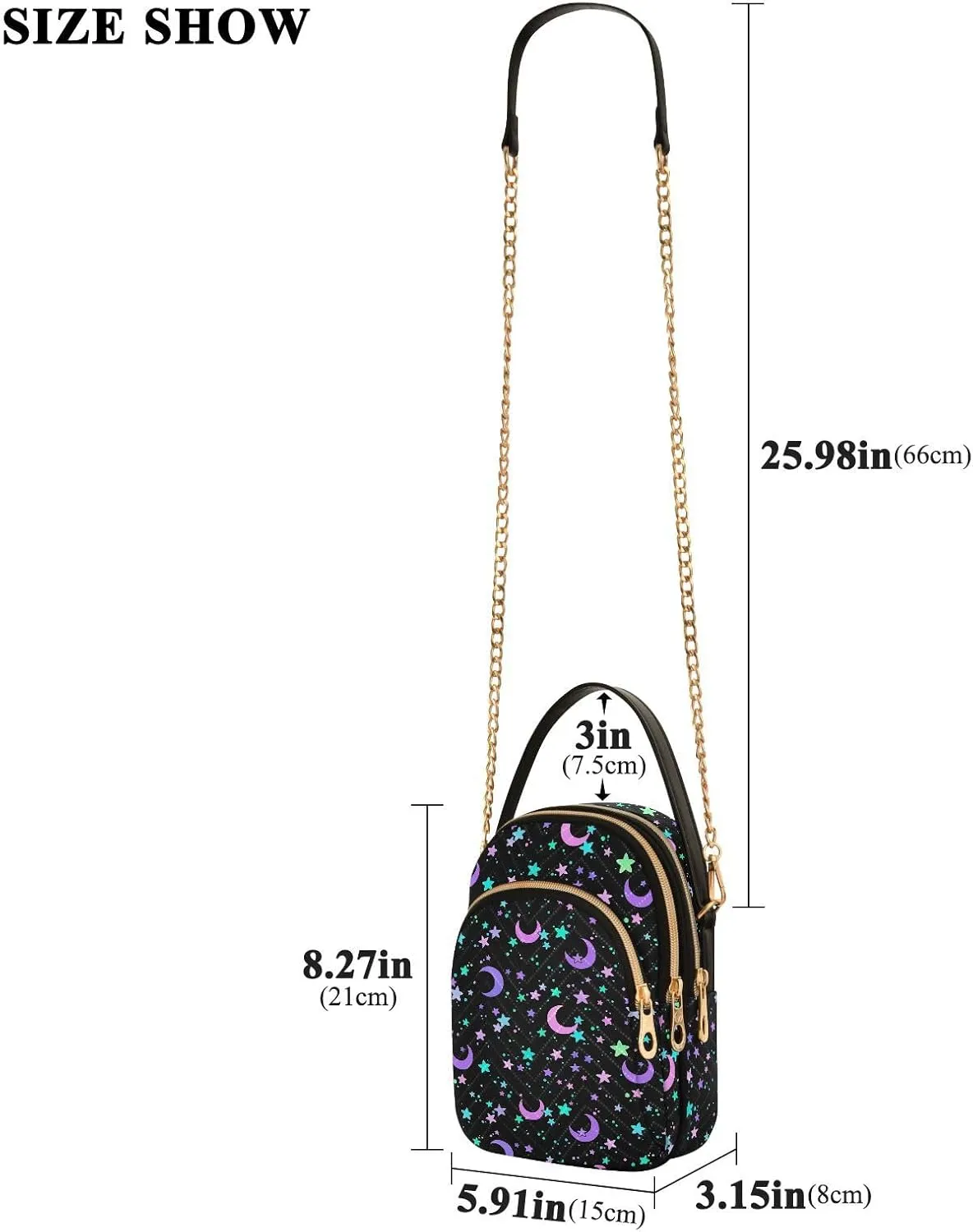 MNSRUU Quilted Crossbody Bags for Women Trendy, Women's Crossbody Handbags Gothic Bats Travel Cell Phone Purses Bags