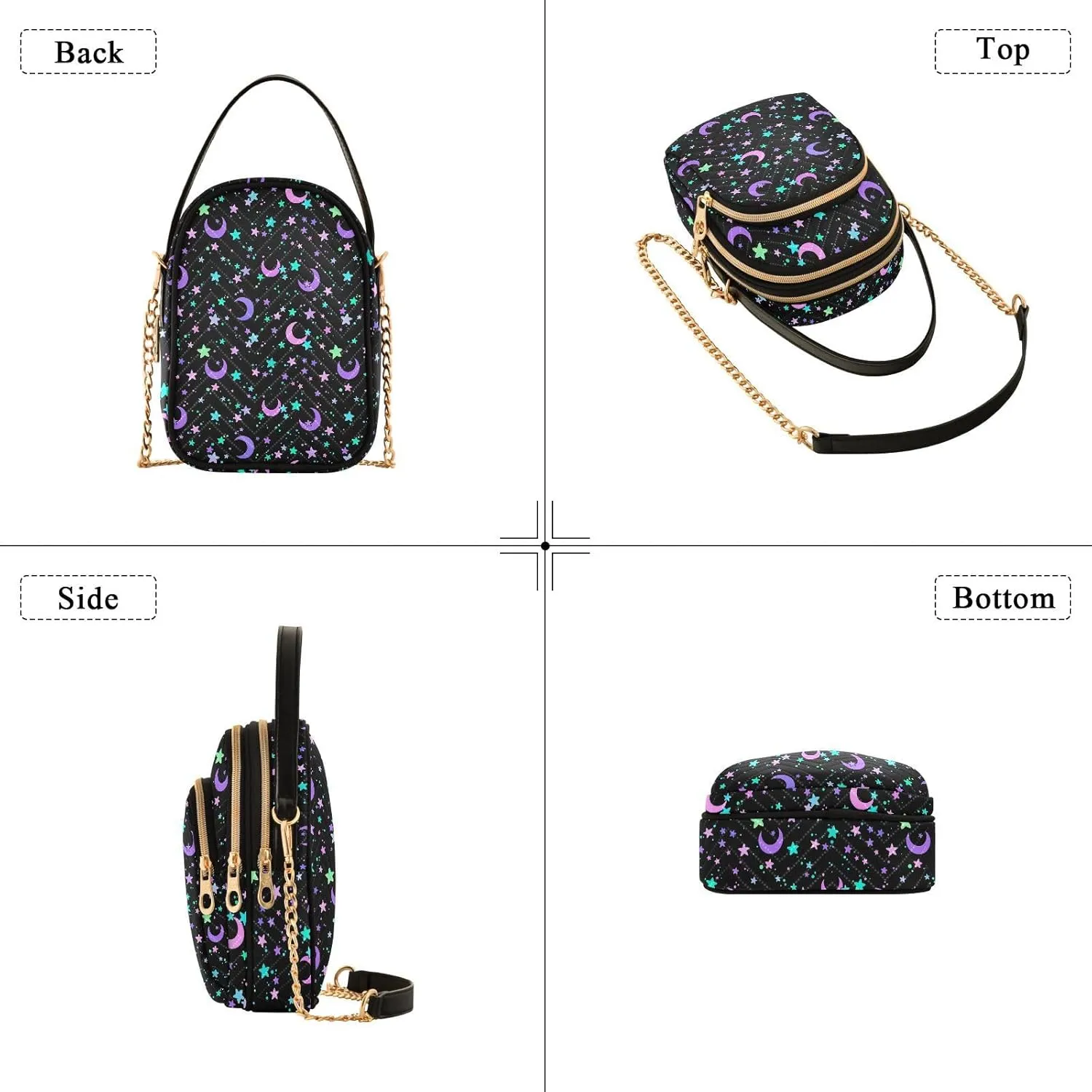 MNSRUU Quilted Crossbody Bags for Women Trendy, Women's Crossbody Handbags Gothic Bats Travel Cell Phone Purses Bags