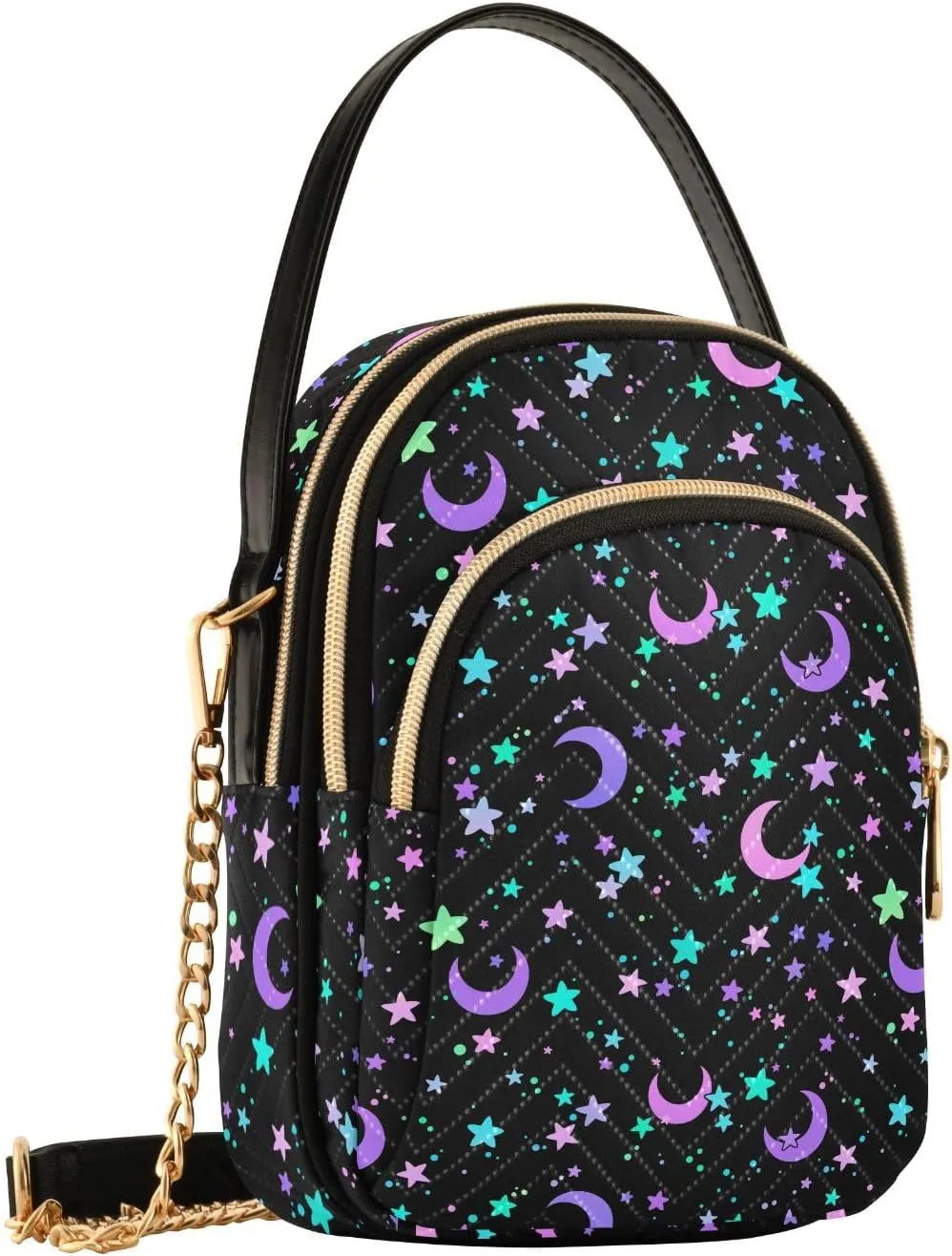MNSRUU Quilted Crossbody Bags for Women Trendy, Women's Crossbody Handbags Gothic Bats Travel Cell Phone Purses Bags