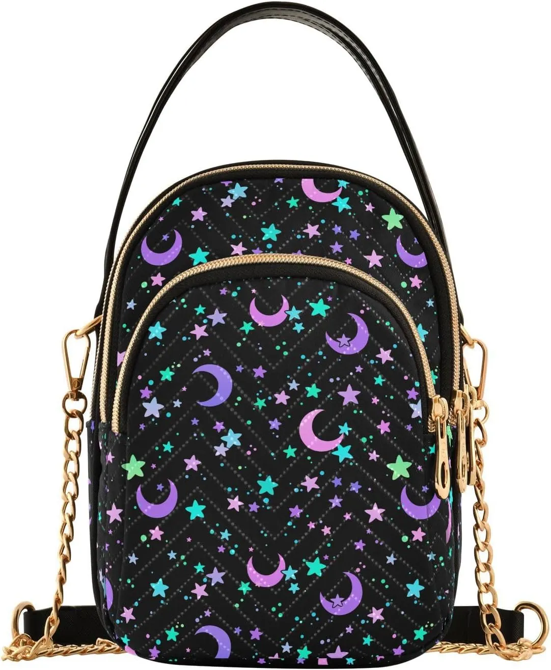 MNSRUU Quilted Crossbody Bags for Women Trendy, Women's Crossbody Handbags Gothic Bats Travel Cell Phone Purses Bags