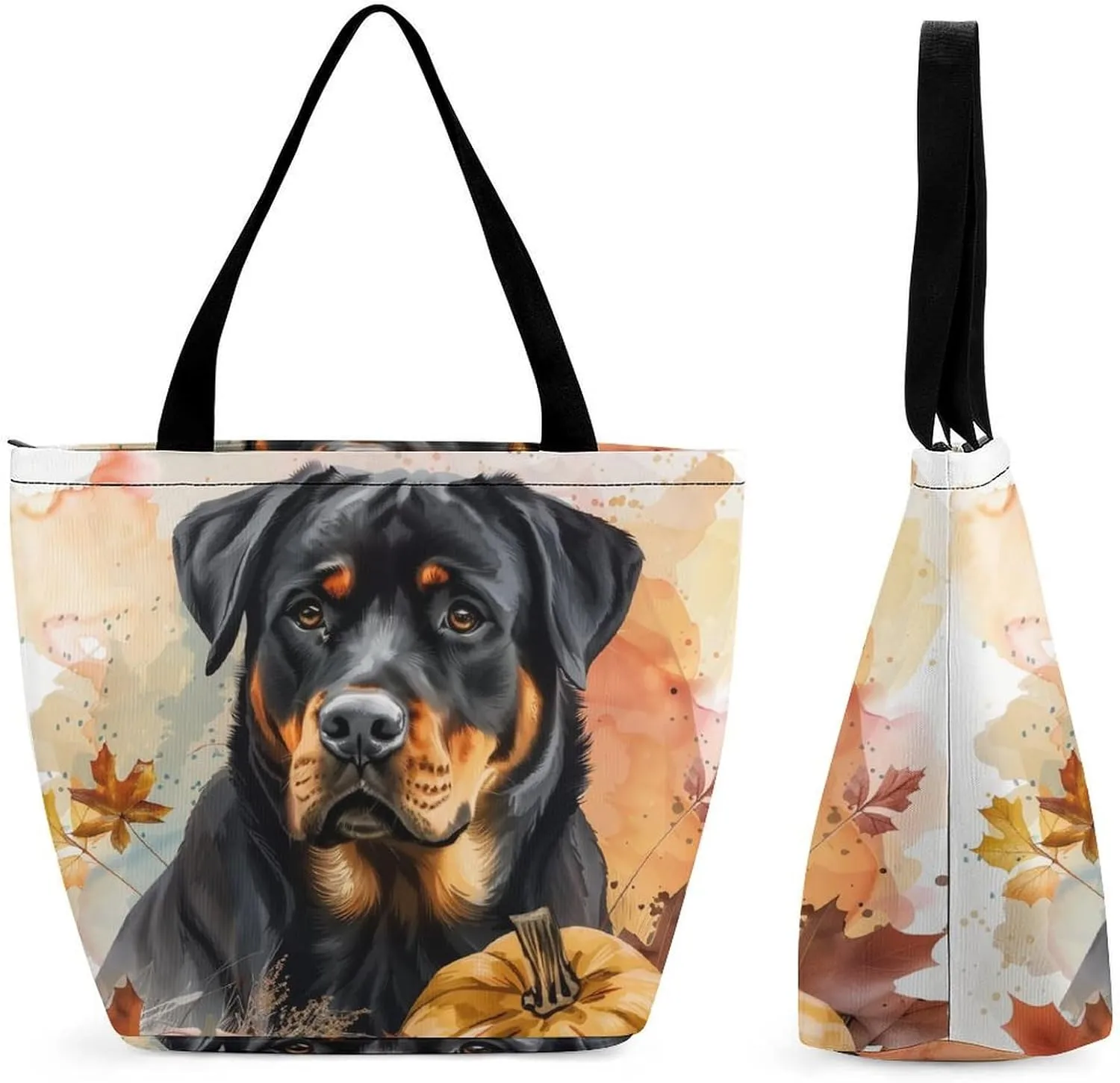 MoBlinko Fall Dog Women Tote Bags Yoga Reusable Grocery Bagsshoulder Bag Handbag with Zipper