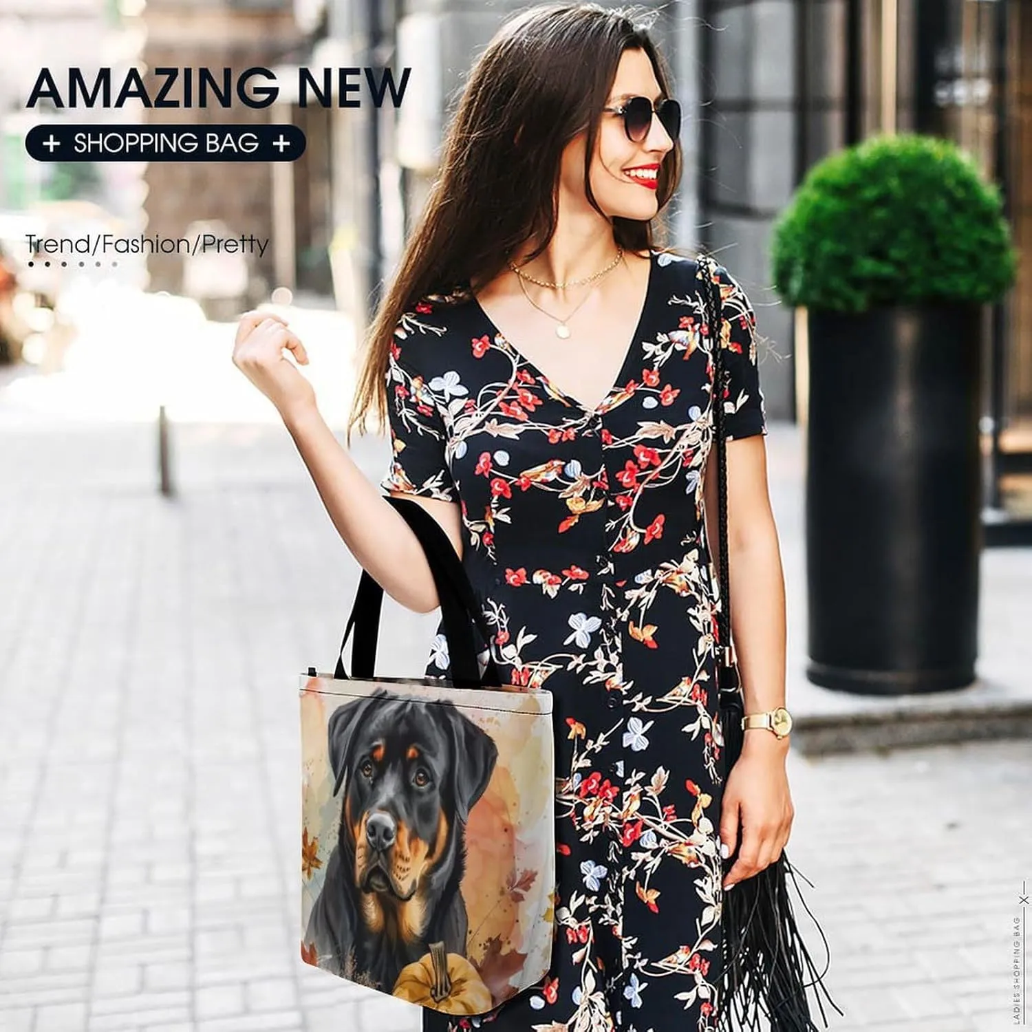 MoBlinko Fall Dog Women Tote Bags Yoga Reusable Grocery Bagsshoulder Bag Handbag with Zipper