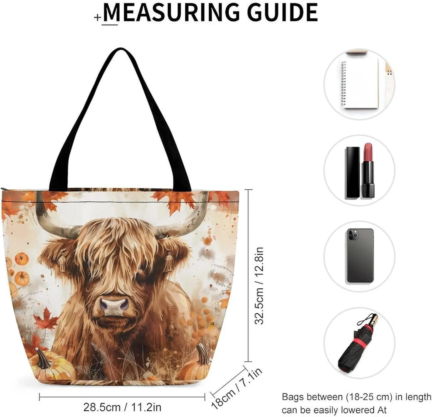 MoBlinko Fall Highland Cattle Women Tote Bags Yoga Reusable Grocery Bagsshoulder Bag Handbag with Zipper
