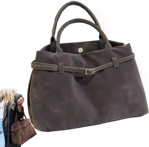 Modavo Vintage Suede Tote Bag, Women's Large Brown Suede Handbag with Top Handles