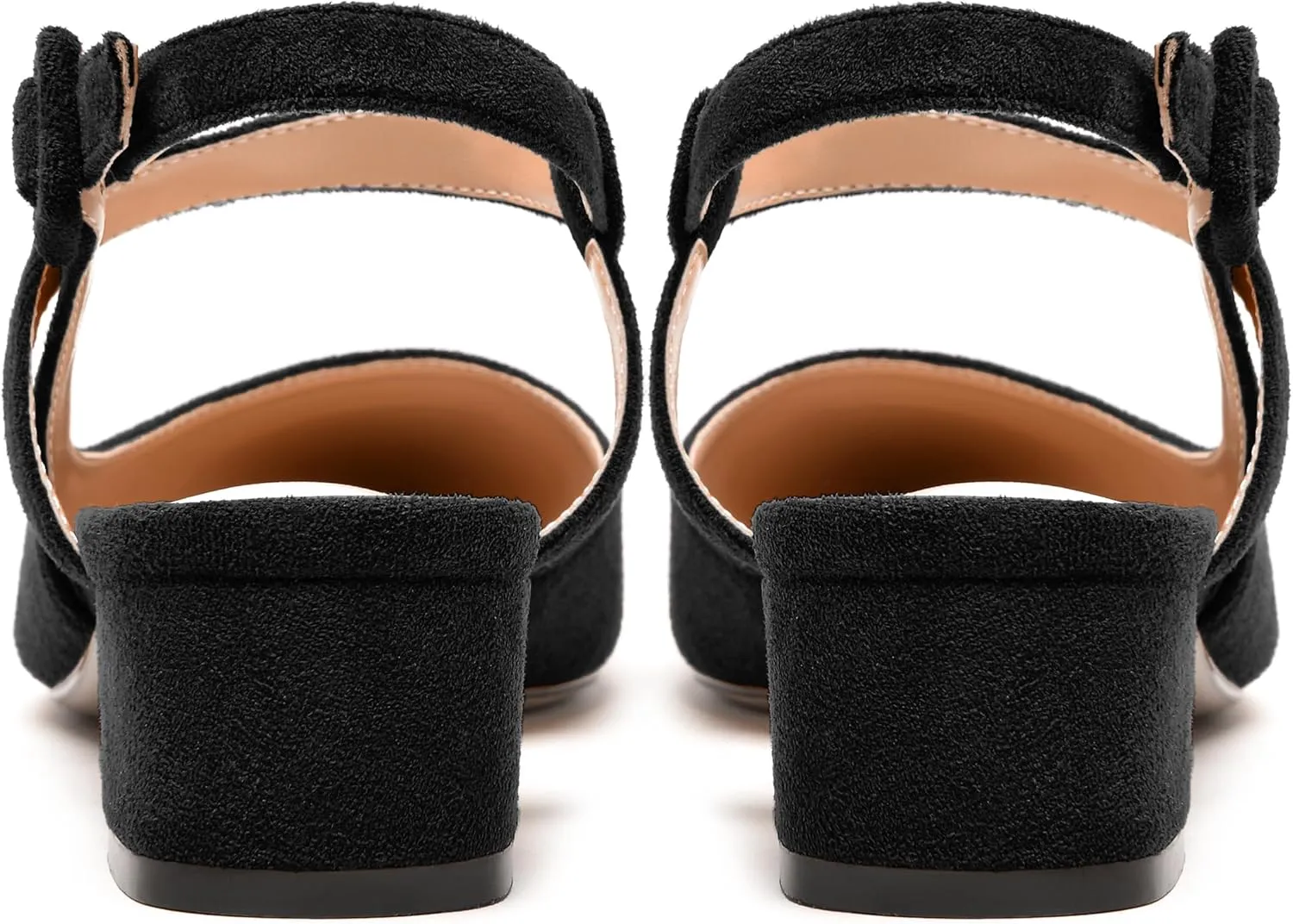 MODENCOCO Womens Comfortable Wedding Suede Pointed Toe Dress Ankle Strap Buckle Chunky Low Heel Pumps Shoes 1.5 Inch